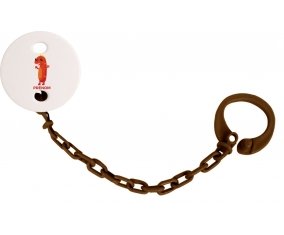 Attache sucette un an anniversaire style 5 + prénom couleur Marron