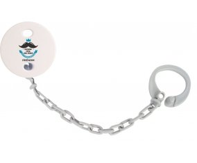 Attache-tétine Joyeuse Fêtes des pères style 1 garçon + prénom couleur Grise