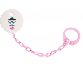 Attache tétine Joyeuse Fêtes des pères style 1 garçon + prénom couleur Rose clair