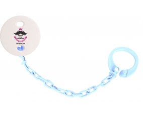 Attache tétine Joyeuse Fêtes des pères style 1 fille + prénom couleur Bleu ciel