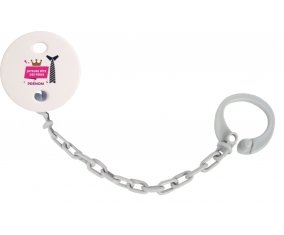 Attache tétine Joyeuse Fêtes des pères style 2 fille + prénom couleur Grise