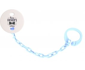 Attache tototte Happy father's day style 1 + prénom couleur Bleu ciel