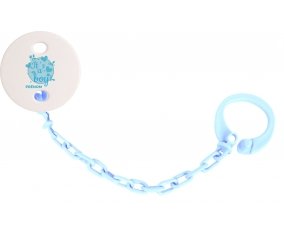 Attache-sucette It's a boy + prénom couleur Bleu ciel