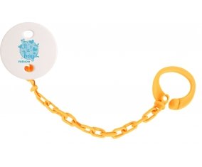 Attache-tétine It's a boy + prénom couleur Orange