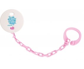 Attache-tétine It's a boy + prénom couleur Rose clair