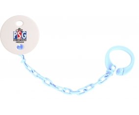 Attache sucette Allez Paris saint-germain + prénom couleur Bleu ciel