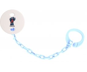 Attache tétine Force Paris saint-germain + prénom couleur Bleu ciel