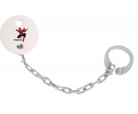 Attache sucette Spiderman + prénom couleur Grise