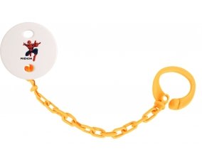 Attache-tétine Spiderman + prénom couleur Orange