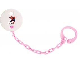 Attache-sucette Spiderman + prénom couleur Rose clair