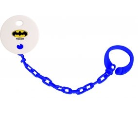Attache tétine Batman + prénom couleur Marine