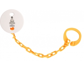 Attache-tétine Bouddah méditation style 1 + prénom couleur Orange