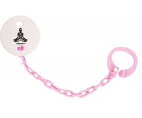 Attache-tétine Bouddah méditation style 2 + prénom couleur Rose clair