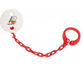 Attache-tétine Halloween casper + prénom couleur Rouge