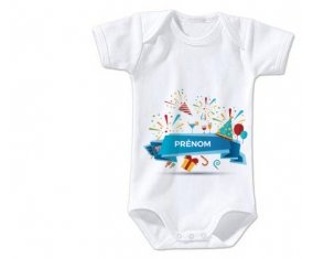 Body bébé Joyeux anniversaire style 1 + prénom 3/6 mois manches Courtes
