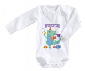 Body bébé Joyeux anniversaire style 2 + prénom 6/12 mois manches Longues