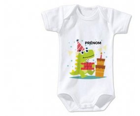 Body bébé Joyeux anniversaire style 3 + prénom 12/18 mois manches Courtes