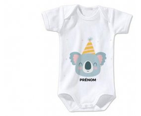Body bébé Koala anniversaire + prénom 12/18 mois manches Courtes