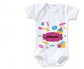 Body bébé Bonbons anniversaire + prénom 3/6 mois manches Longues