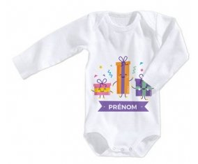 Body bébé Cadeaux anniversaire style 1 + prénom 12/18 mois manches Longues
