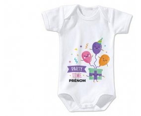 Body bébé Party time anniversaire + prénom 6/12 mois manches Longues