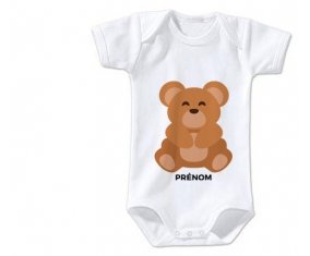 Body bébé Ours + prénom 3/6 mois manches Longues
