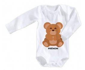 Body bébé Ours + prénom 3/6 mois manches Longues