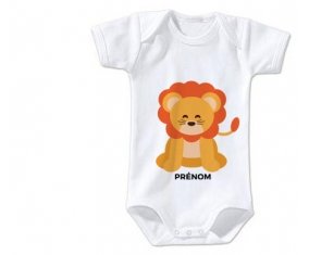 Body bébé Lion style 3 + prénom 12/18 mois manches Longues