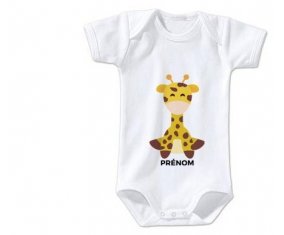 Body bébé Girafe style 4 + prénom 6/12 mois manches Longues