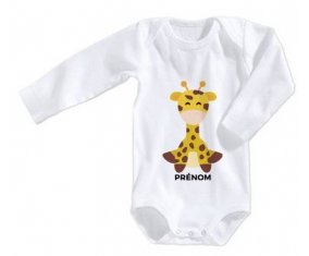 Body bébé Girafe style 4 + prénom 6/12 mois manches Longues
