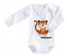 Body bébé Tigre style 1 + prénom 6/12 mois manches Courtes
