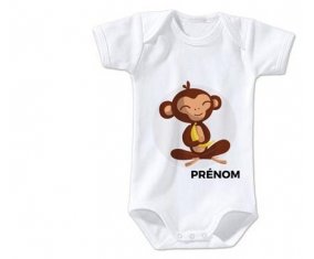 Body bébé Singe style 3 + prénom 12/18 mois manches Longues