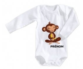 Body bébé Singe style 3 + prénom 12/18 mois manches Longues