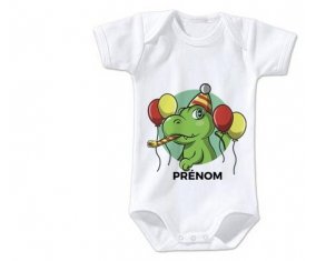 Body bébé Croco anniversaire + prénom 12/18 mois manches Courtes