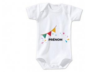 Body bébé Guirlande + prénom 3/6 mois manches Courtes