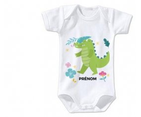 Body bébé Croco + prénom 6/12 mois manches Longues