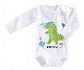 Body bébé Croco + prénom 6/12 mois manches Longues