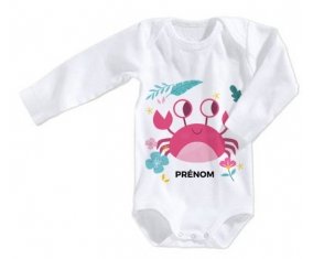 Body bébé Crabe + prénom 12/18 mois manches Courtes