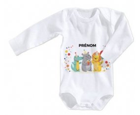 Body bébé Fête d'anniversaire + prénom 3/6 mois manches Longues