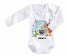 Body bébé Dinosaures anniversaire + prénom 6/12 mois manches Courtes