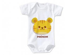 Body bébé Tigre style 3 + prénom 12/18 mois manches Longues