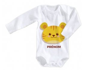 Body bébé Tigre style 3 + prénom 12/18 mois manches Longues