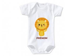 Body bébé Lion style 4 + prénom 3/6 mois manches Courtes