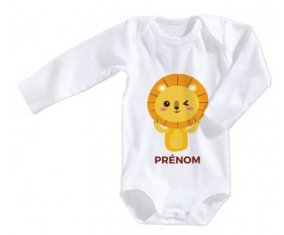 Body bébé Lion style 4 + prénom 3/6 mois manches Courtes