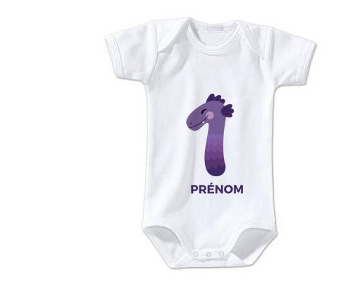 Body Bebe Personnalise Un An Anniversaire Style 1 Prenom En Coton