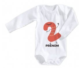 Body bébé Deux ans anniversaire style 2 + prénom 12/18 mois manches Courtes