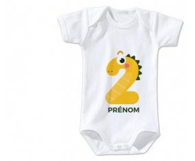 Body bébé Deux ans anniversaire style 3 + prénom 12/18 mois manches Longues