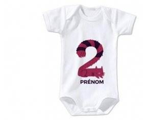 Body bébé Deux ans anniversaire style 4 + prénom 12/18 mois manches Courtes