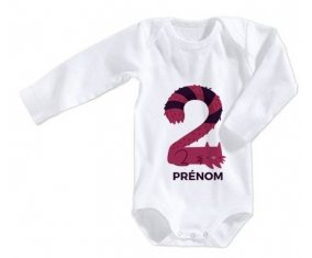 Body bébé Deux ans anniversaire style 4 + prénom 12/18 mois manches Courtes