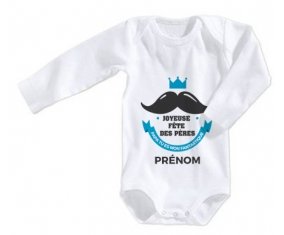 Body bébé Joyeuse Fêtes des pères style 1 garçon + prénom 6/12 mois manches Longues